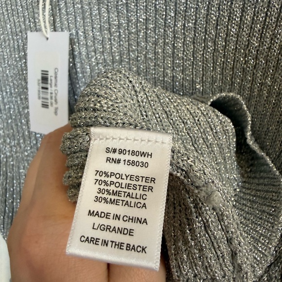 🩶 Love Tree Cosmic Crush Sparkly Metallic Ribbed Cropped Stretchy Top NWT Large - Picture 15 of 15